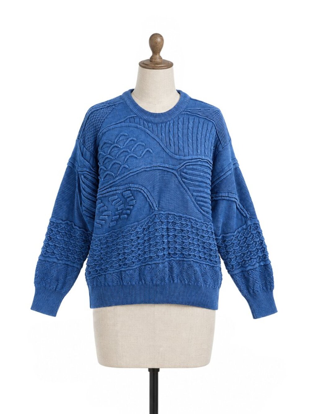 Vintage 90s Emaroo Australia Coogi-Style 3D Knit Sweater Blue Textured Unisex M